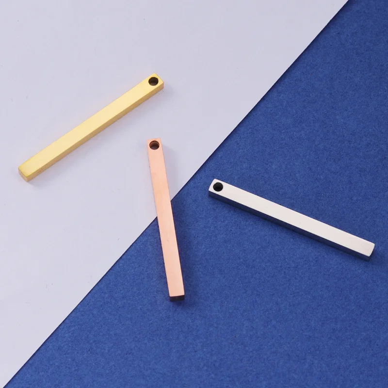 

30pc 3*35mm Gold/steel Color Stainless steel mirror polish 3D long bar for DIY Necklace Handmade Jewelry Making wholesale