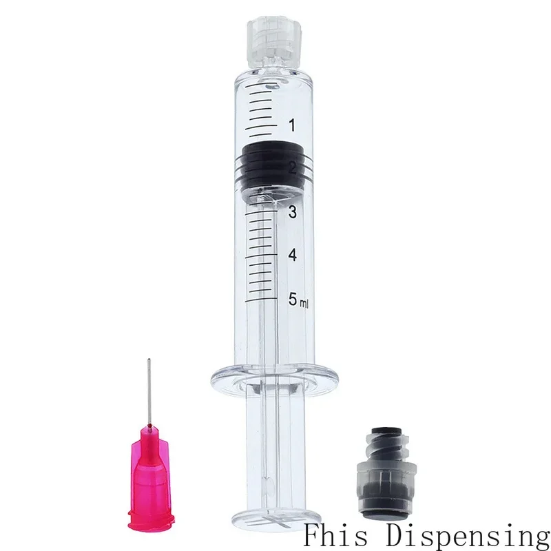 Measurement Mark Tip for CBD Oils EJuices Liquids Chemical (Gray Piston) 5ml Luer Lock Syringe with 25G Needle Reusable