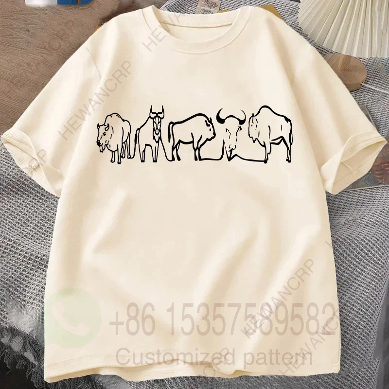 

Men's Tracksuit T-shirt Bison Print Round Neck Short Sleeves Casual Cotton Pullover Sweat-wicking Breathable Sportswear