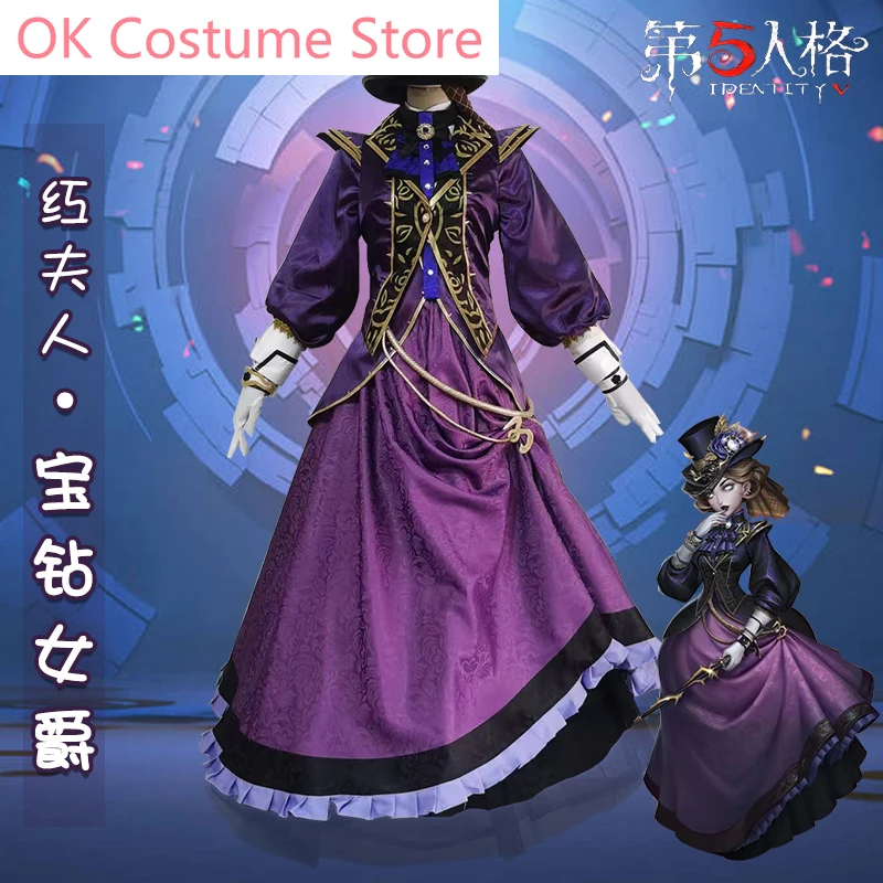 Anime! Identity V Marie Mrs. Red Baroness Diamond Gorgeous Dress Uniform Cosplay Costume Halloween Party Outfit Women