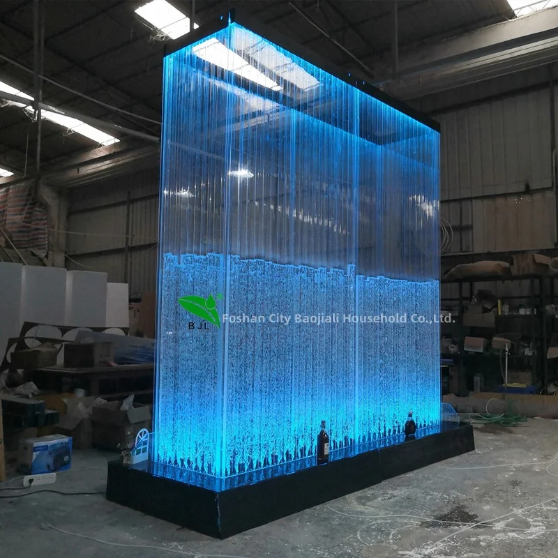 customized.project hotel indoor decoration LED glowing four sided acrylic waterfall wall bubble wall