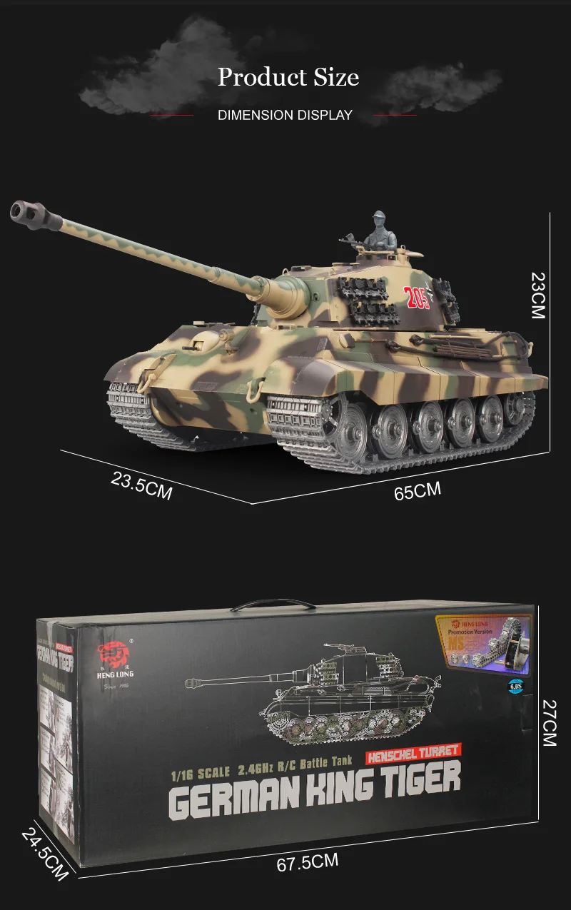 2.4G Simulation RC Battle Tank Infrared Combat 320° Rotation Of The Turret  RTR RC Tank Toys 7.0 System RC Distance 80m