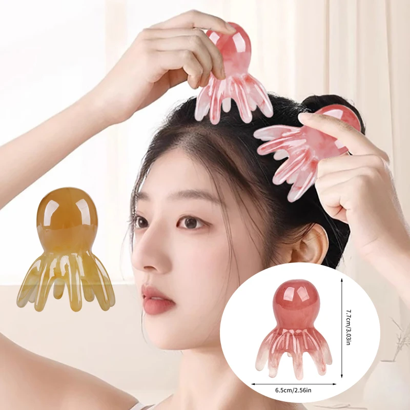 1pc Harz Octopus Massage Kamm Kopf Meridian Schaben Kopfhaut Massage Pinsel Akupunktur Gua Sha Massage Kamm Müdigkeit Relief Massage