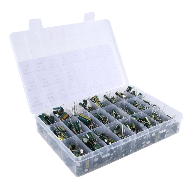 460PCS High Frequency Inline Kit Aluminum Electrolytic Capacitor Kit 24 Kinds Of Specifications Resistance Value