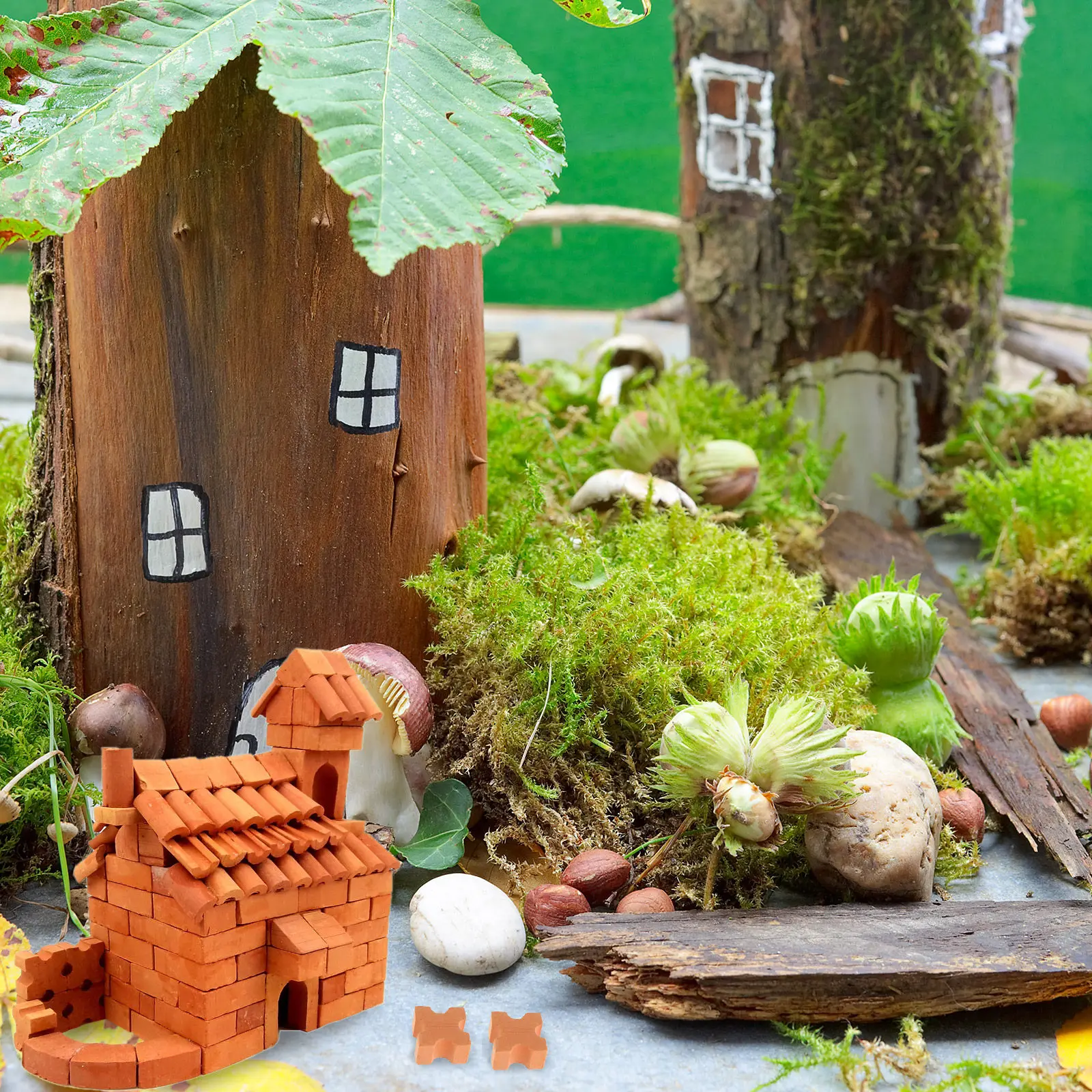 50 Pezzi Mini Mattoncini Realistici per Modellismo, Simulazione in Miniatura, Decorazione per Giardino e Casa