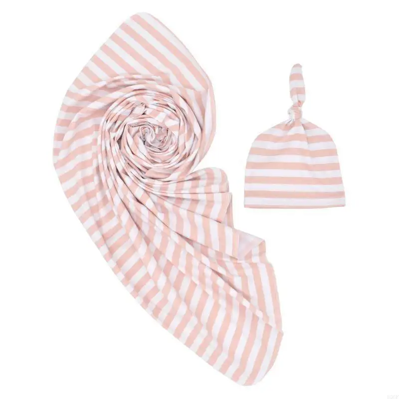 E06F Baby Swaddle Blanket and Hat mengatur kantong tidur bayi untuk bayi baru lahir 4 warna