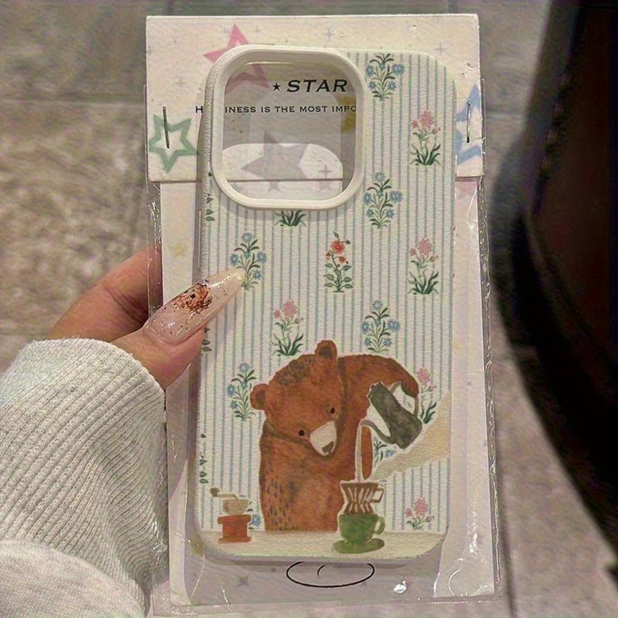 

Чехол для телефона в стиле ретро с полосатым медведем и кофейным узором для iPhone XS Max XR 17 16, 15, 14, 13, 12, 11 Pro Max 17, мягкий бампер с задней крышкой