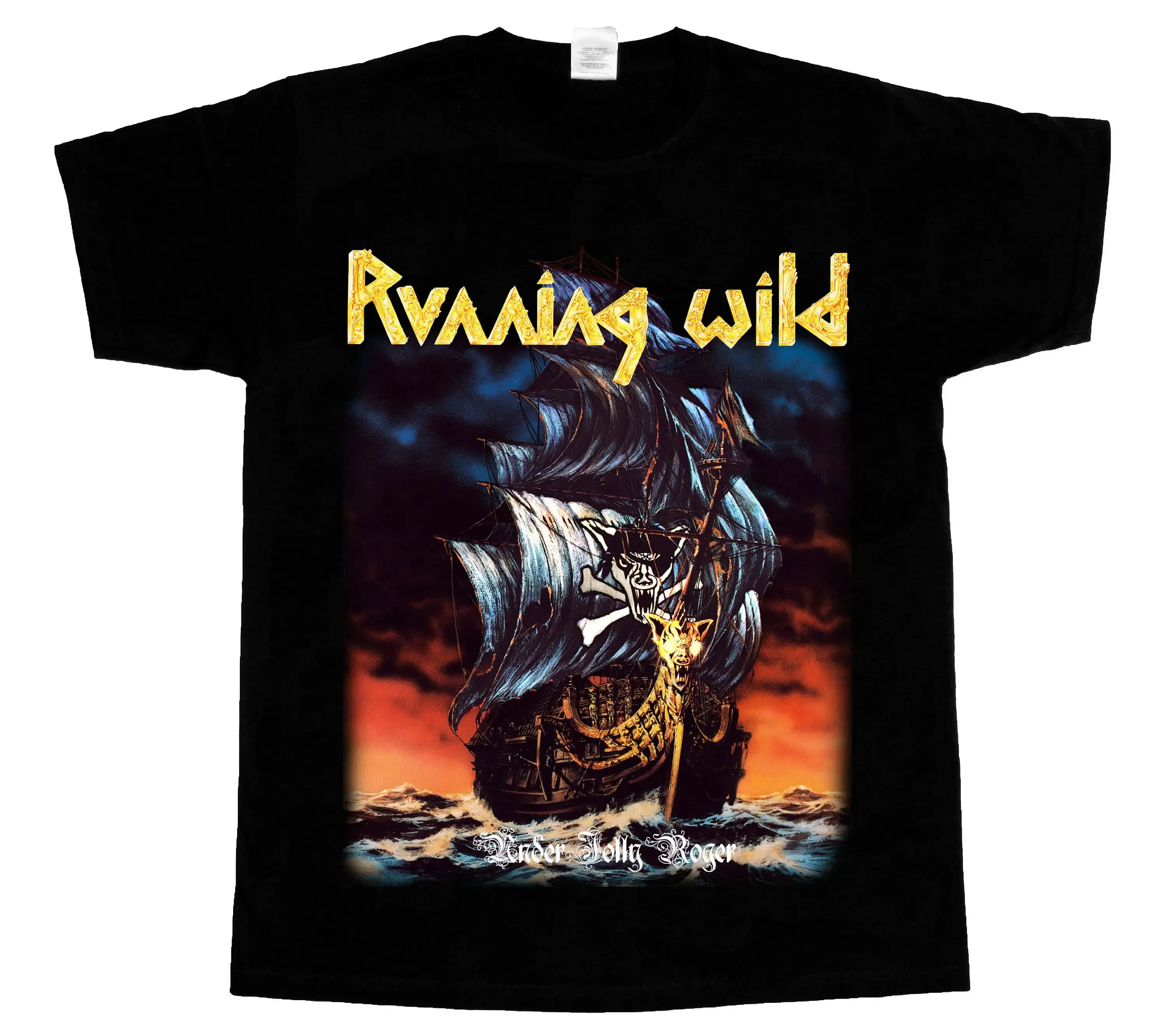 Running Wild Under Jolly Roger Heavy Metal Black T-Shirt Inactive 3Xl 4Xl 5Xl