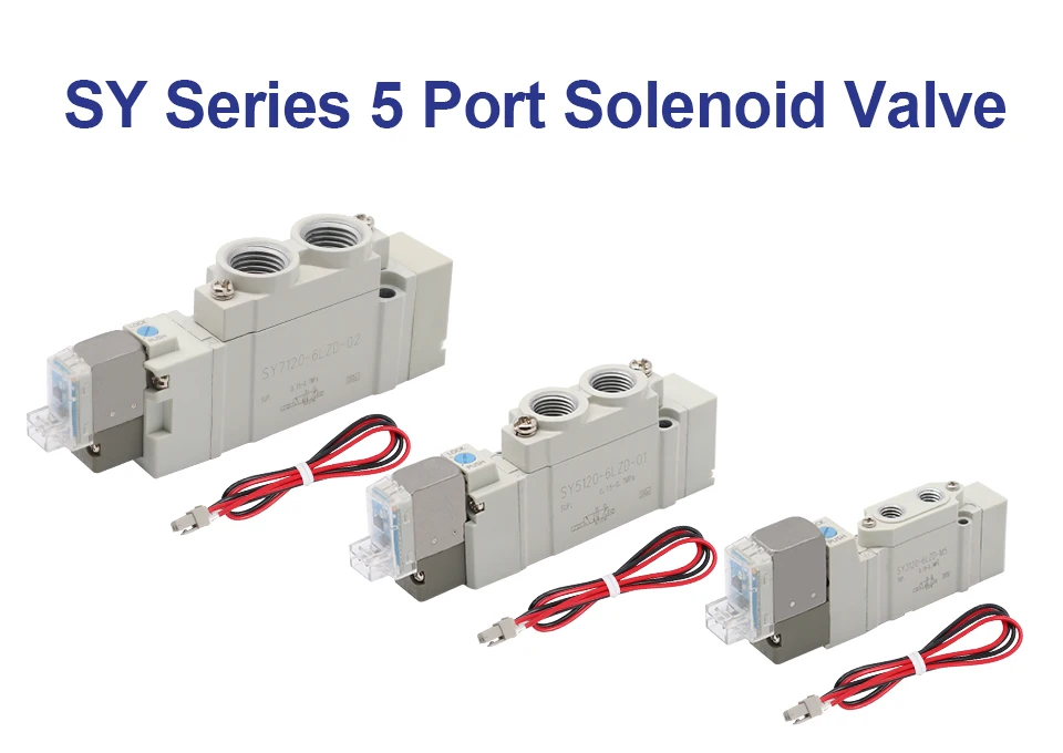 Detalhe 1 de Válvula solenoide SY3120 SY5120 SY7120 4LZD 5LZD 6LZD High Quality Pneumatic Control Solenoid Valve 5 Port 2 Solenoid Valve SY5120 Valve Pneumática