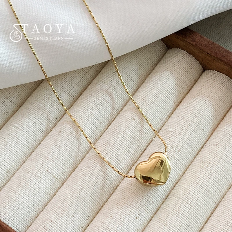 Classic Heart shaped Pendant Stainless Steel Gold Color Chain Short Necklace 2023 Women's Fashion Jewelry Colorless Accessories