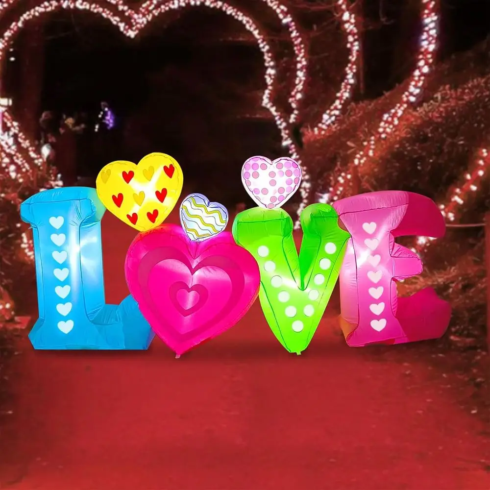 

8Ft Valentine Iatables Love with Hearts Decoration Blow Up Iatables Decoration with LEDs for Wedding Anniversary Birthday Engage