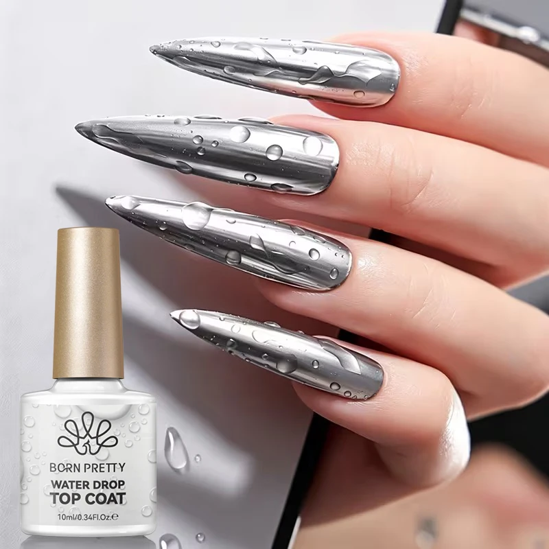 BORN PRETTY 10ml Wassertropfen-Überlack für DIY Wassertropfen-Form Maniküre Ohne Abwischen Selbstnivellierend Abziehbar UV-LED-Funktionsgel 1/2 Stück