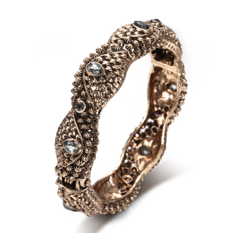 indian bracelet Bangles Round Resin Bracelets for Women Antique Gold Color Turkish Jewelry Bohemia Cuff Bracelet Gift