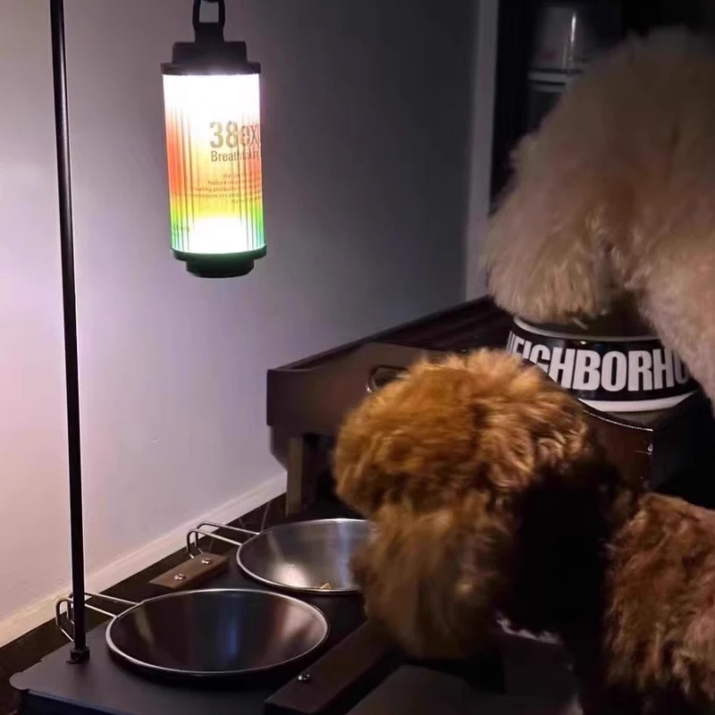 التخييم في الهواء الطلق الحيوانات الأليفة التخييم نمط المعدات طاولة قابلة للطي الأمريكية الرجعية خشب متين وعاء طعام القط رف التخييم في الهواء الطلق