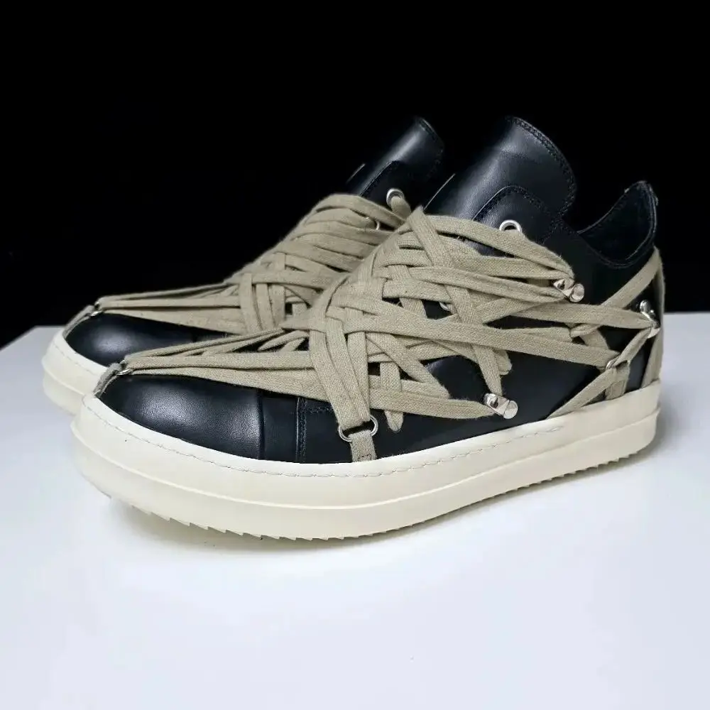 

Guarantee Genuine Leather High Quality Handmade Crazy Lace Rric Men High Street Flat Trainer Sneakers Ankle Boots
