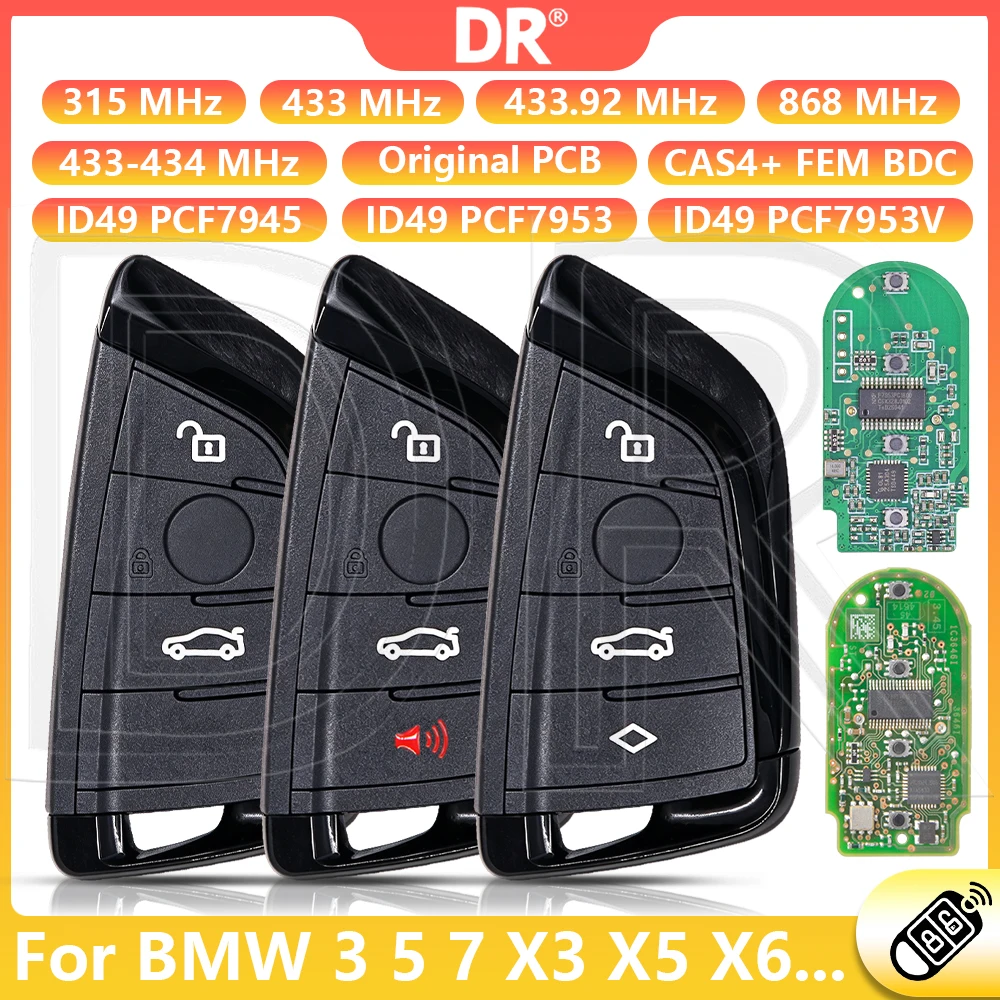 DR3 Black Metal Frame F Chassis CAS4 CAS4+FEM ID49 315 433 868 MHz Car Remote Key For BMW X1 X2 X3 X4 X5 X6 X7 1 2 3 4 5 6 7