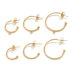10pcs Stainless Steel C Shape Earring Ball Beads Welding Needle Ear Hook DIY Earrings Jewelry Making Earring Base Accessories