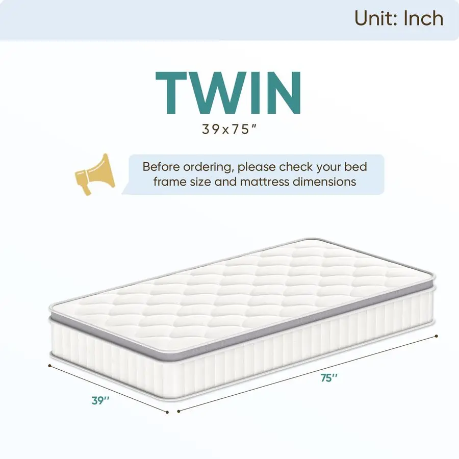 Matelas hybride double en pouces dans une boîte, mousse à mémoire de forme en gel rafraîchissant et ressorts ensachés individuels, ferme moyenne, soulagement de la pression, CertiPU
