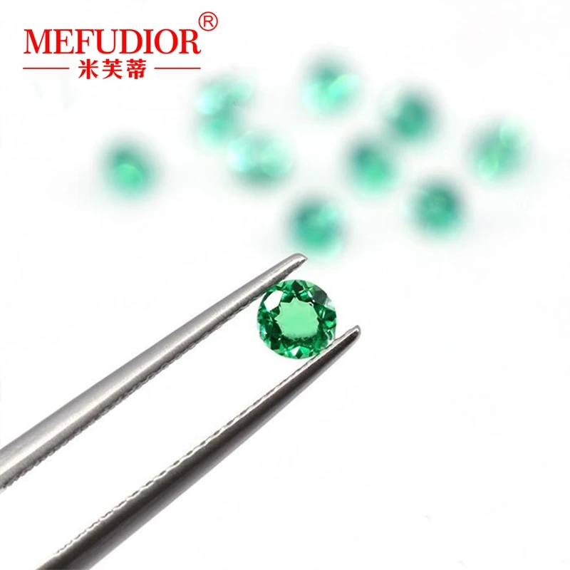 Round Shape Lab-grown Columbia Emerald Gemstone  0.8-4.5mm Small Size Full Specification Lab Created Synthetic Loose Stones