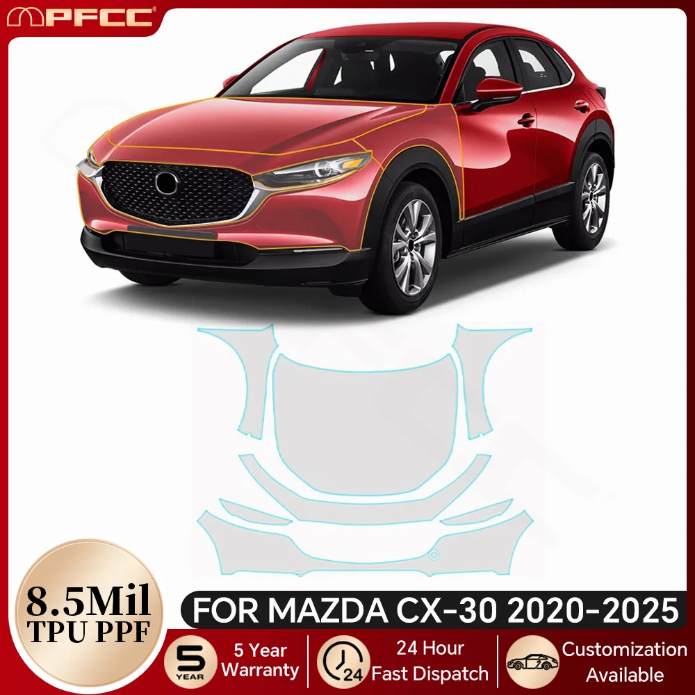 

For Mazda CX30 CX-30 2020-2025 Anti-Scratch TPU Paint Protection Film Pre-cut PPF Car Body Clear Kit Resistant Bra Invisible