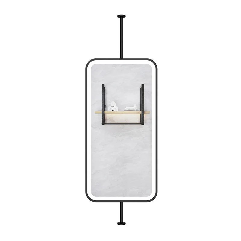 Hanging rod aluminum alloy mirror square rounded corner hanging mirror homestay hotel bathroom mirror luminous