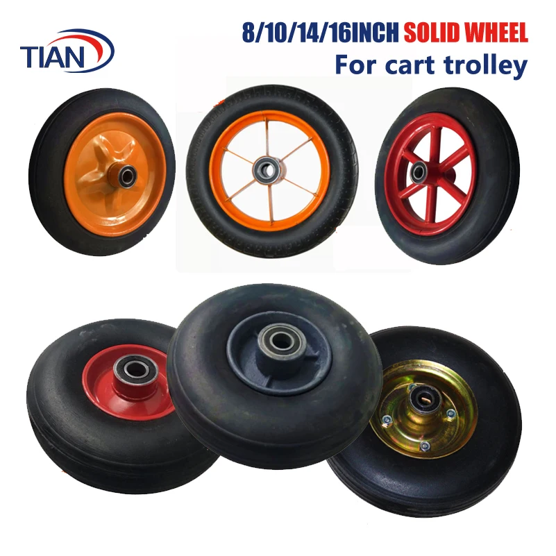 8/10/14/16 inch solid wheels 250/350-4/300-8/300-10 Pull cargo slot cart rubber tiresTrolley free of inflation wheel