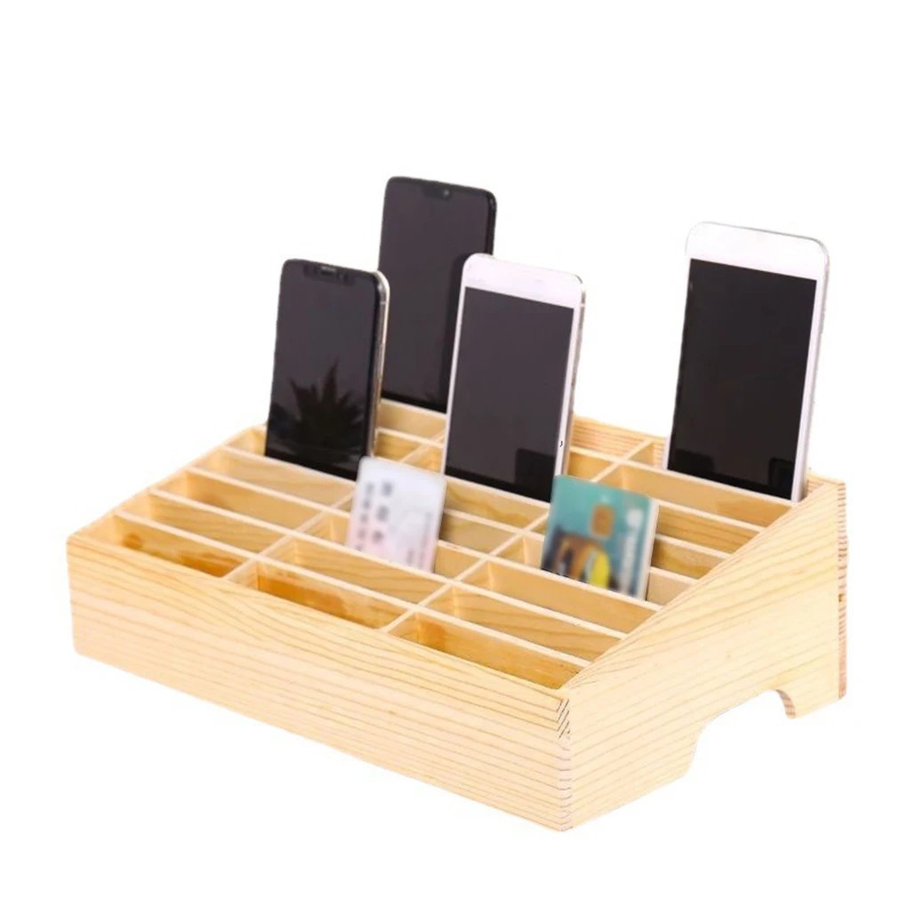 Simple Mobile Phone Storage Box Office Classroom Mobile Phone Placement Rack Wooden Multi-grid Mobile Phone Storage Box