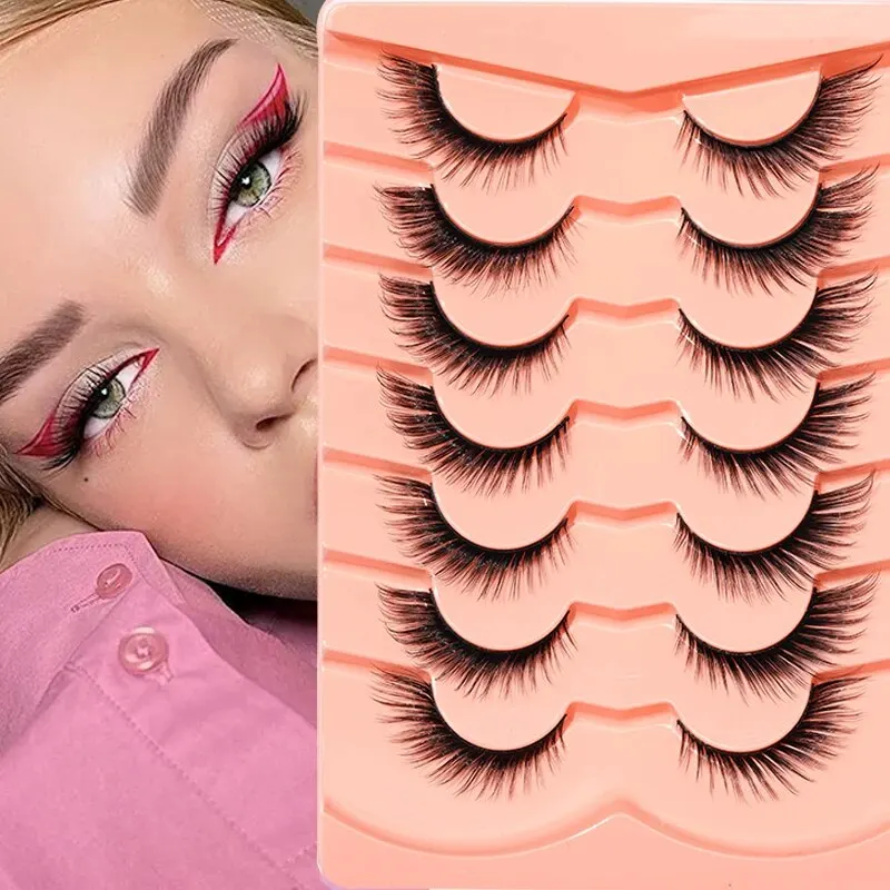 Fox Eyelashes Individual Lash Clusters, 3D Angel Wing Lashes, Eye Lift Effect False Eyelashes, Spikes Wispy Eyelashes Reusable