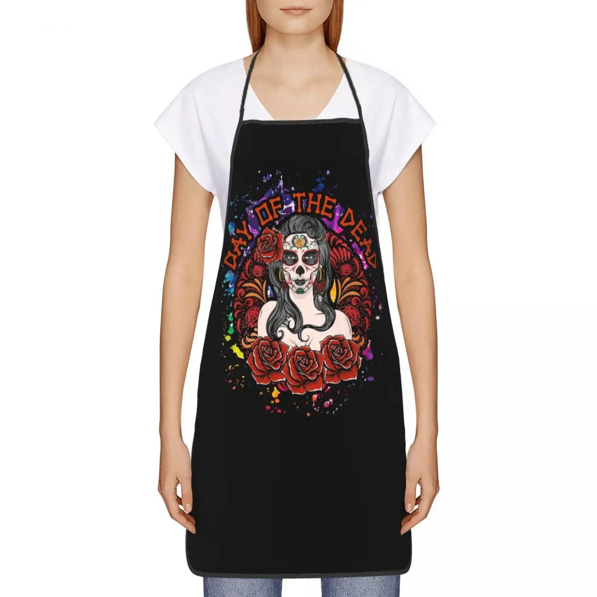 Mexican Day Of The Dead Sugar Skull Woman Aprons Men Women Adult Kitchen Chef Bib Tablier Cuisine Cooking Baking Gardening