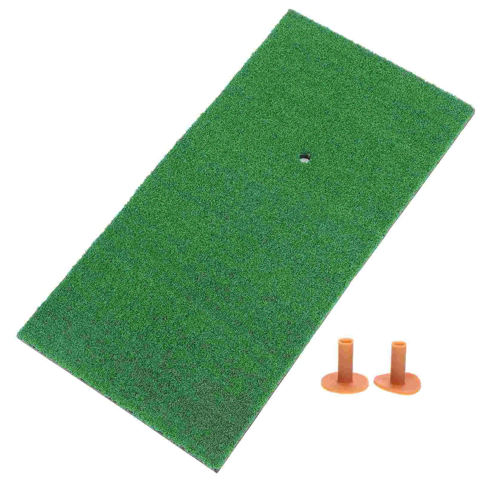 1 Set/3pcs Practice Mat Indoor Realistic Turf Mat Training Aids Home Sports Supplies for Daily Use (1pc Mat + 2pcs TEE)