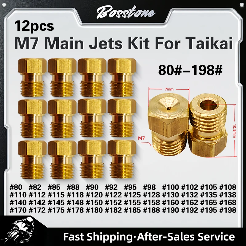 12pcs M7 Thread Motorcycle Carburetor Hexagonal 7mm Main Jets Kit For Yamaha Taikai TK Y28V SRZ150 JYM150 JS150