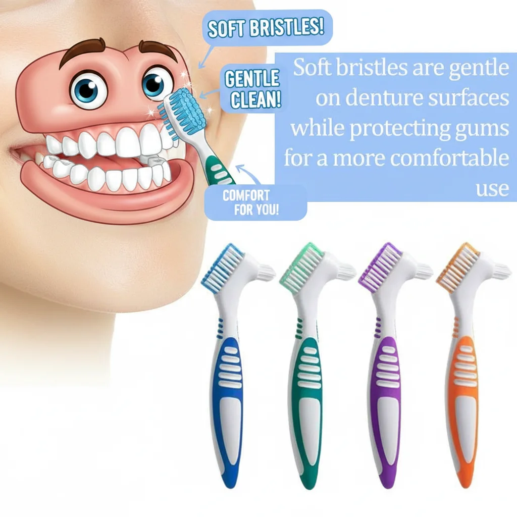 Double Sided Denture Toothbrush Cleaning Brush Denture Brush Invisible Braces Orthodontic Retainer Descaling Brush