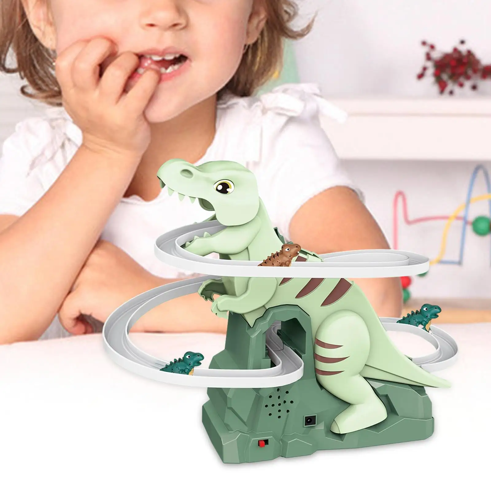 

Dinosaur Climbing Stairs Toy, Dinosaur Chasing Race Track Game Set, Roller