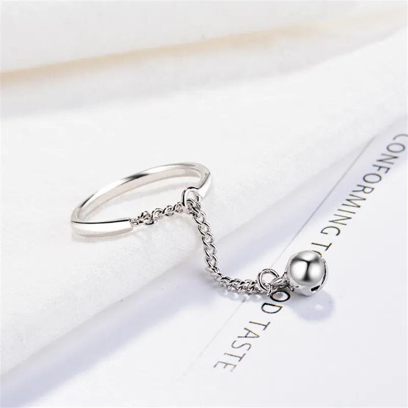 New Fashion Simple Creative Hollow Bells 925 Sterling Silver Jewelry Wild Long Tassel Personality Women Gift Opening Rings