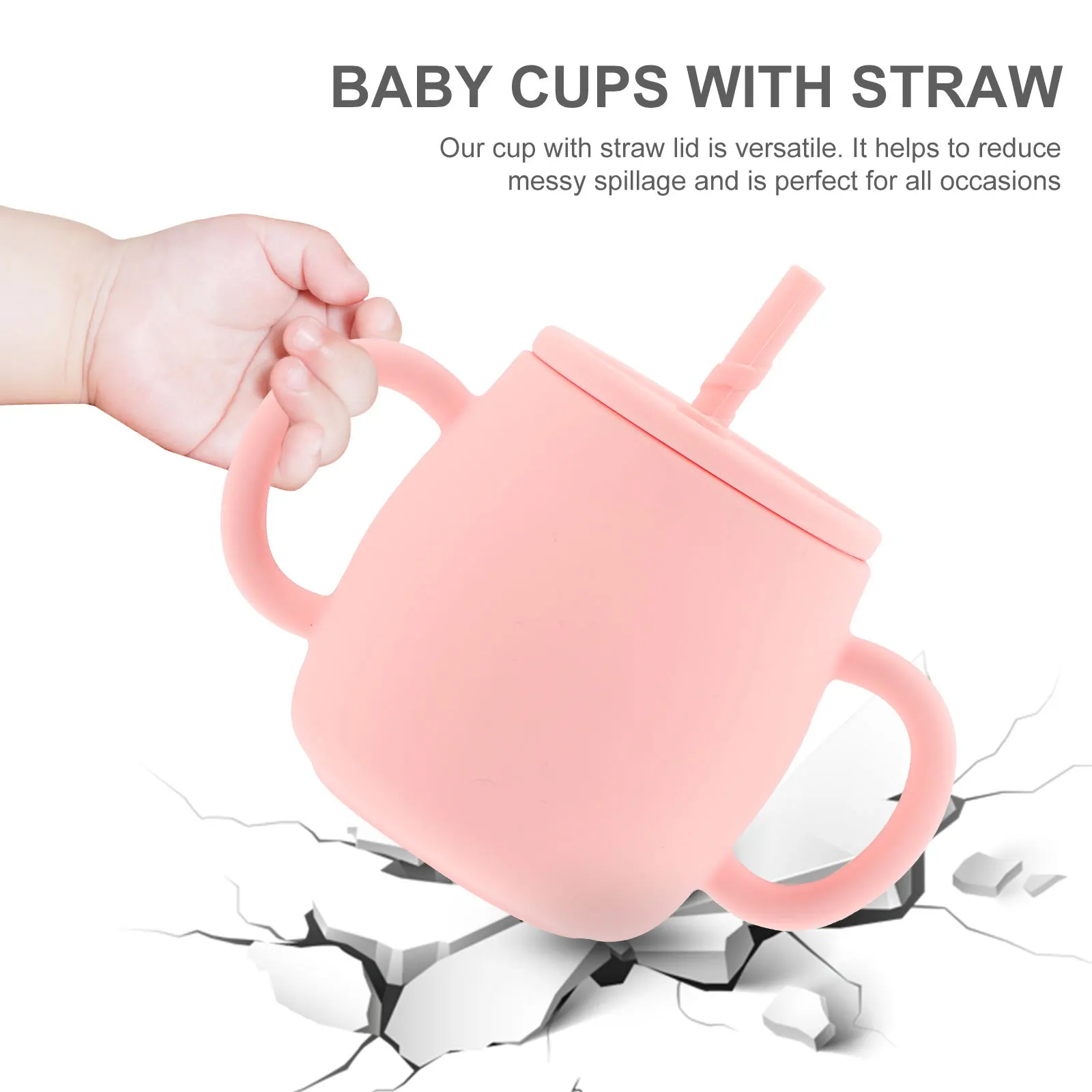 

Детская соломинка для тренировки, силиконовая чашка с ручкой, дизайн, защита от разливов, чашка для воды для малышей, мягкая силиконовая соломинка для детей 6-12 месяцев