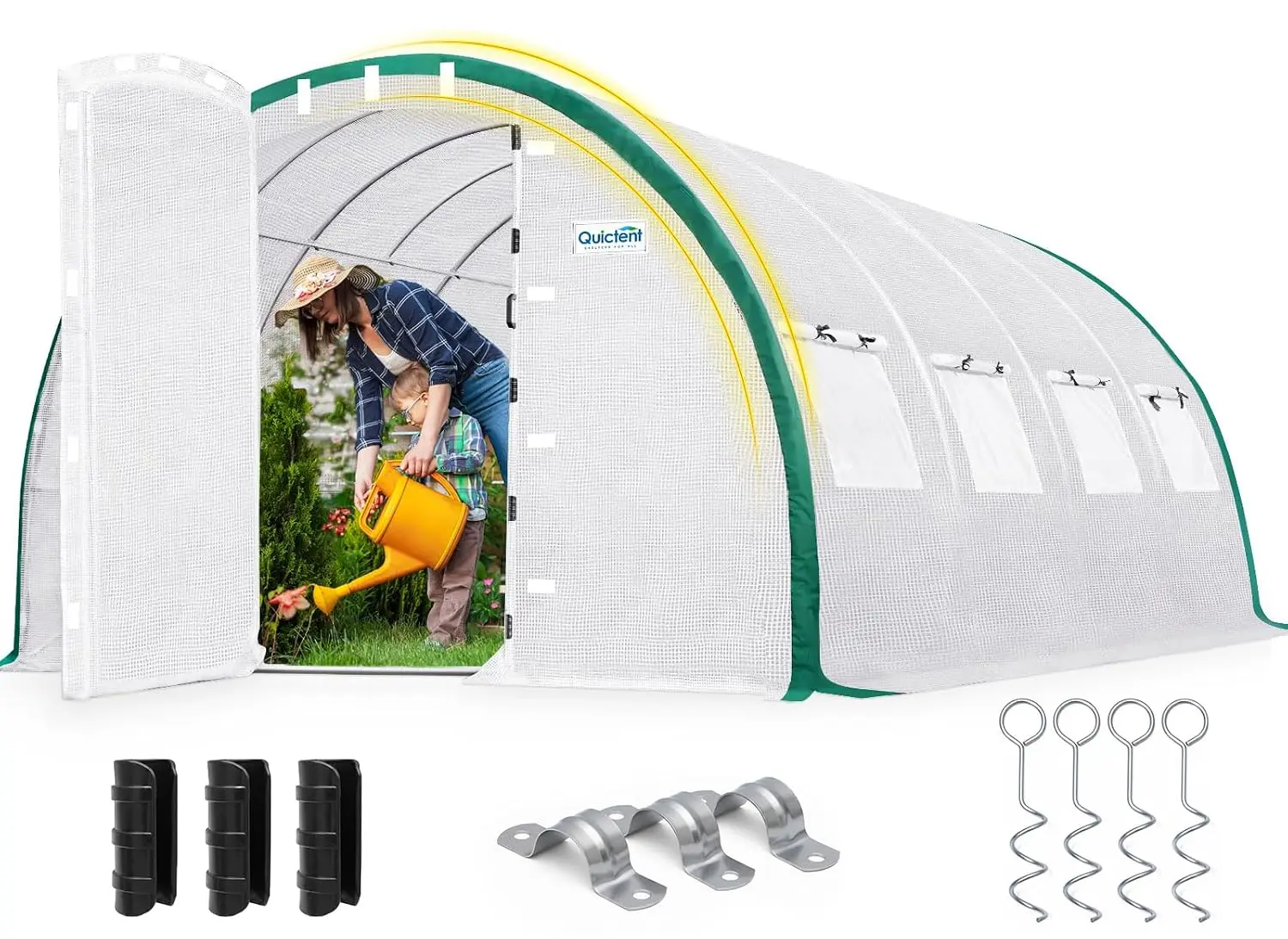 Reinforced Top Structure & Cover, Large Heavy Duty Walk-in Tunnel Hoop Green House for Garden Backyard Flower Winter, Customized
