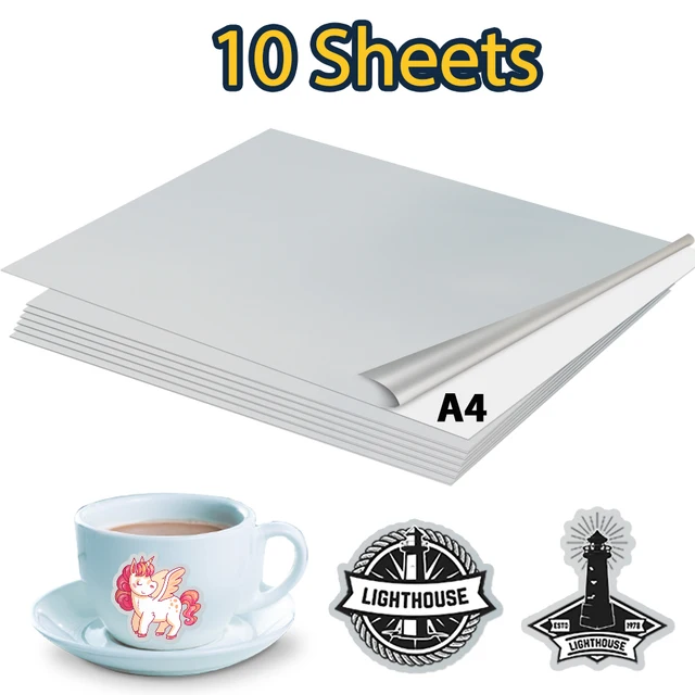 10 arkuszy srebrny papier do druku naklejki winylowe drukarka A4 papier do kopiowania przezroczysty biały papier naklejki DIY rzemiosło do drukarki atramentowej