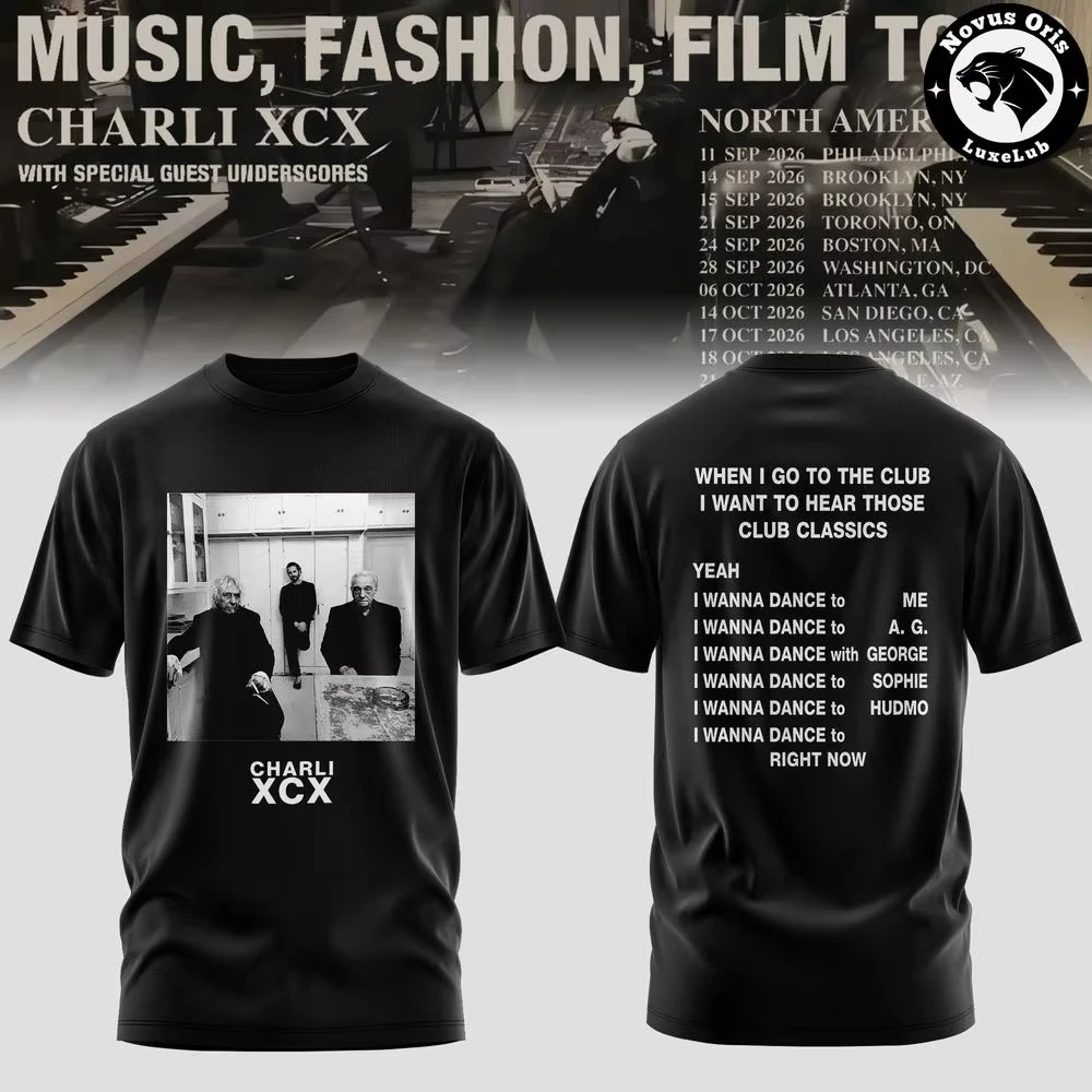 2026 Charli XCX Club Classics Lyrics T-shirt Double Sided Print Unisex Oversized Cotton Short Sleeve Music Fan Tee Casual Tops