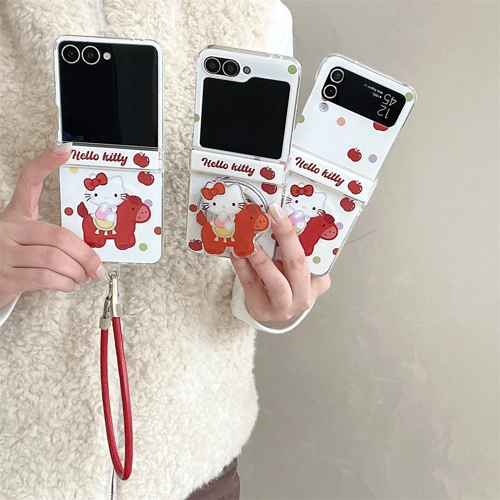 

Cute Pony Hellokitty Magnetic Phone Case for Samsung Galaxy Z Flip7 7FE 6 ZFlip6 5 4 zflip5 4 3 5G Cover For Magsafe Stand Cases