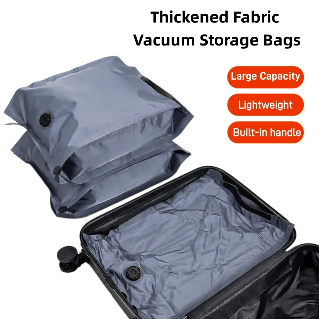 Pump-Free Travel & Flight Accessories Compression Packing Cubes Vacuum Storage Bags Space Saver Waterproof Laundry Organizer Bag