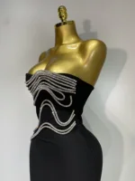Women Sexy Strapless Diamond Lines Bodycon Bandage Long Dress Celebrity Red Carpet Dress Elegant Evening Birthday Party Dresses - Image 6