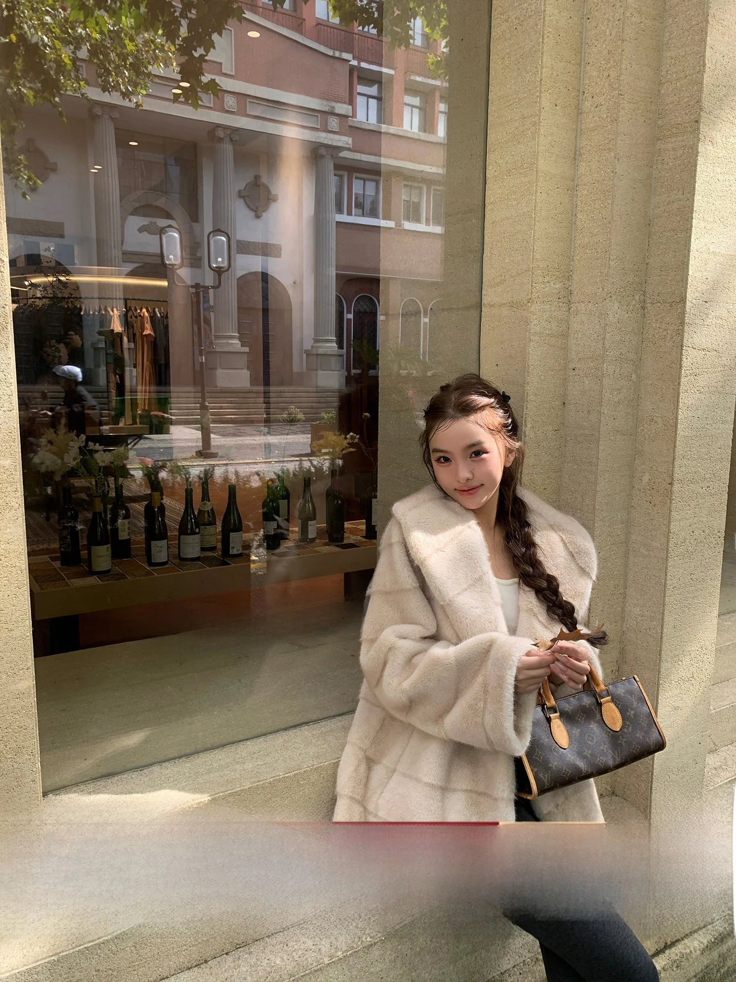 

Eco-Friendly Fur Jaet Youth Women's Thiened Long Sve Korean Sle Pure Color Fake Mink Fur Inteated Leather Coat