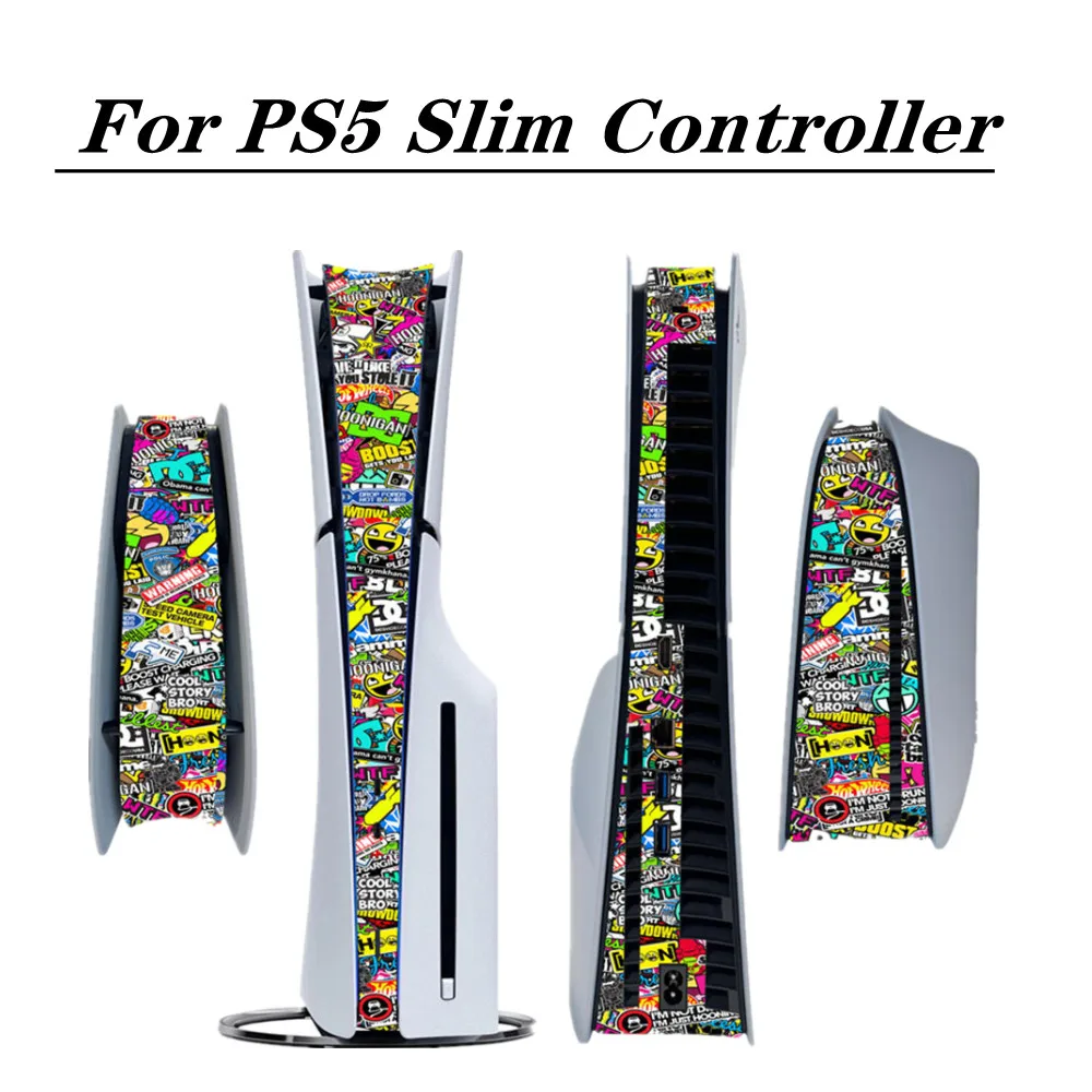 Skin Sticker For PlayStation 5 Slim PS5 Slim Disc Version & Digital Version Console Decoration Strip Center Stickers Skins Decal