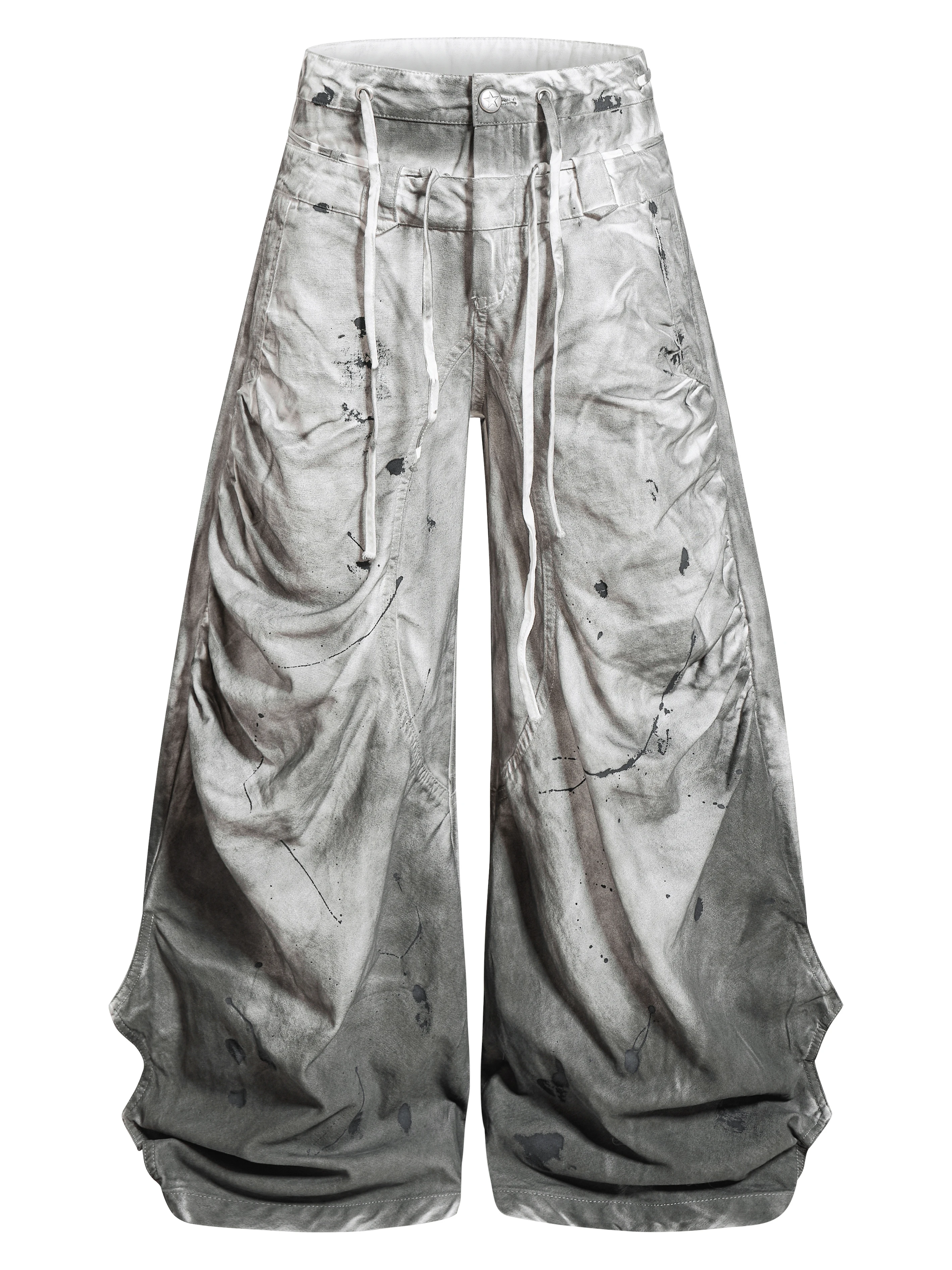 American Style Heavy Duty Double Waist Knife Gradient Design Men's Jeans Cotton Straight Leg Long Trousers Casual Comfortable