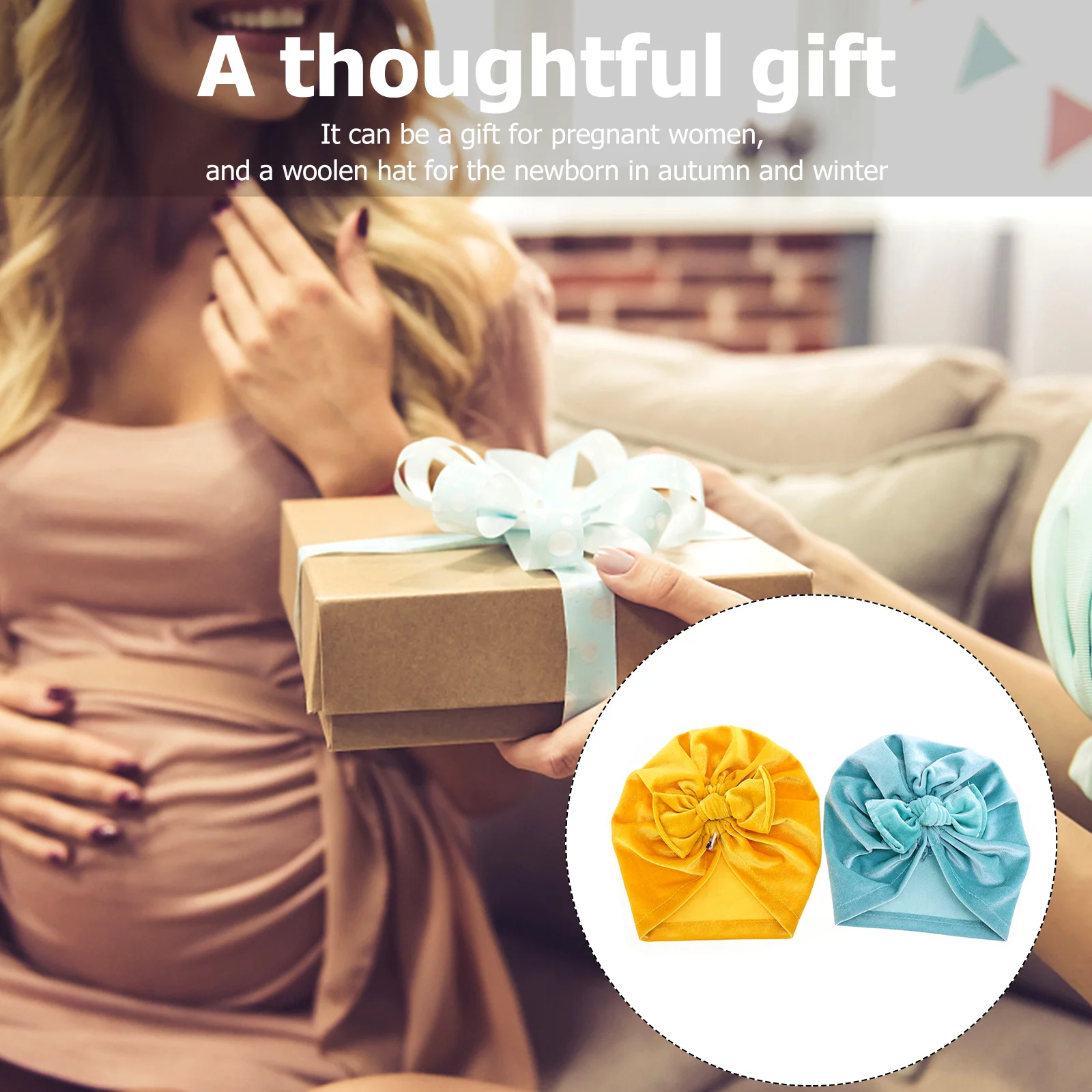 

2pcs Butterfly Knot Baby Hat Pleuche Material Breathable Newborn Infant Turban Beanie For Boy Girl Baby Shower Gift