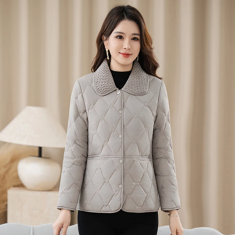 Cappotto in cotone scozzese da donna alla moda Giacca imbottita leggera casual ampia vestibilità ampia Autunno Inverno Nuovo stile