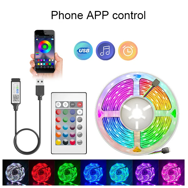 USB LED Strip Licht 16 LED/Meter Bluetooth RGB Verlichting Flexibele TV Backlight Lamp 5050 5 V LED Tape Diode Telefoon APP 1-30 m Voor Kamer