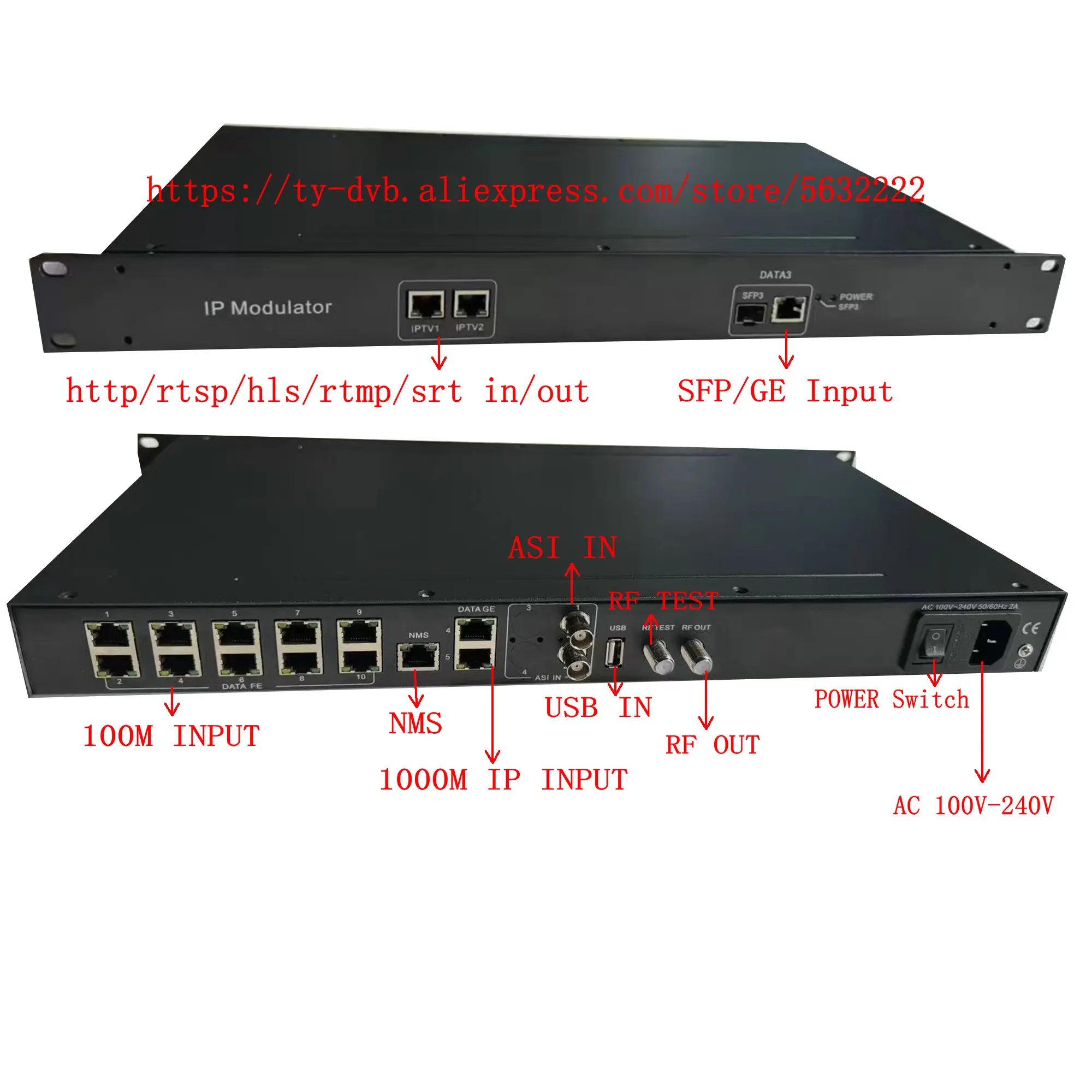 16 20 24 28 Multiplexión de 32 canales Descrambling DTV streaming http rtmp a DVB-T ISDBT DVB-C modulador CATV IP ASI SFP a RF