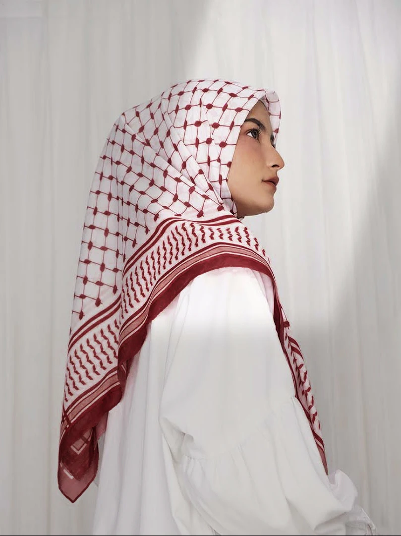 115cm Chiffon Keffiyeh fazzoletto quadrato foulard Islam arabo palestina testa collo sciarpe Headwrap