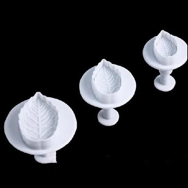

3pcs Rose Leaf Mold 6.5Cm 6.0Cm 5.5Cm White Fondant Cake Decorating Tool Abs Plastic Cutter For Sugar Paste Marzipan
